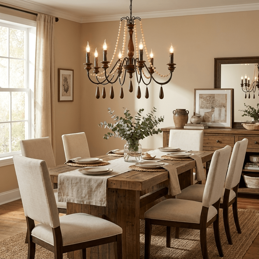 Wood Bead Chandelier — Chandelier | Maison Monashee — view 2