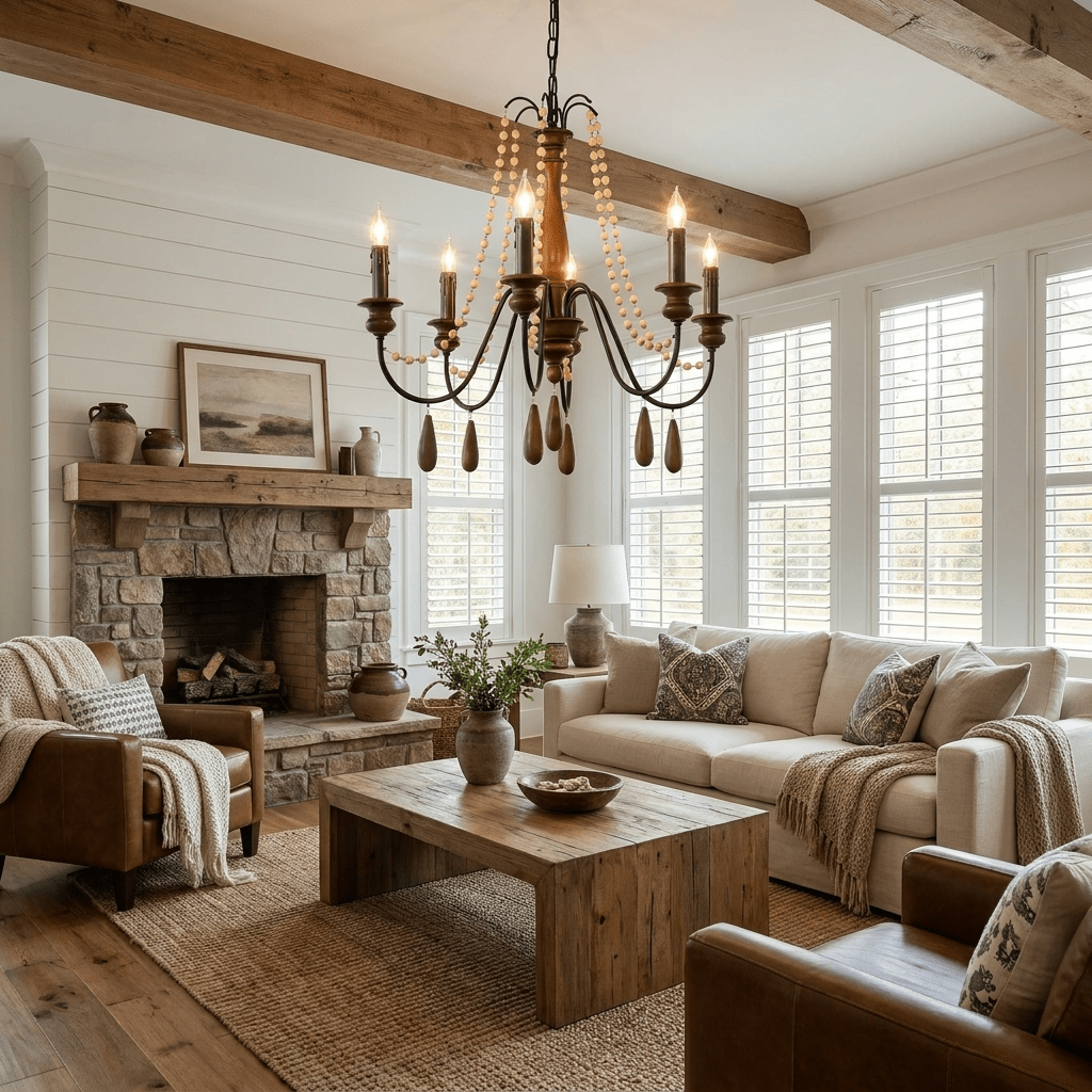 Wood Bead Chandelier — Chandelier | Maison Monashee — view 8