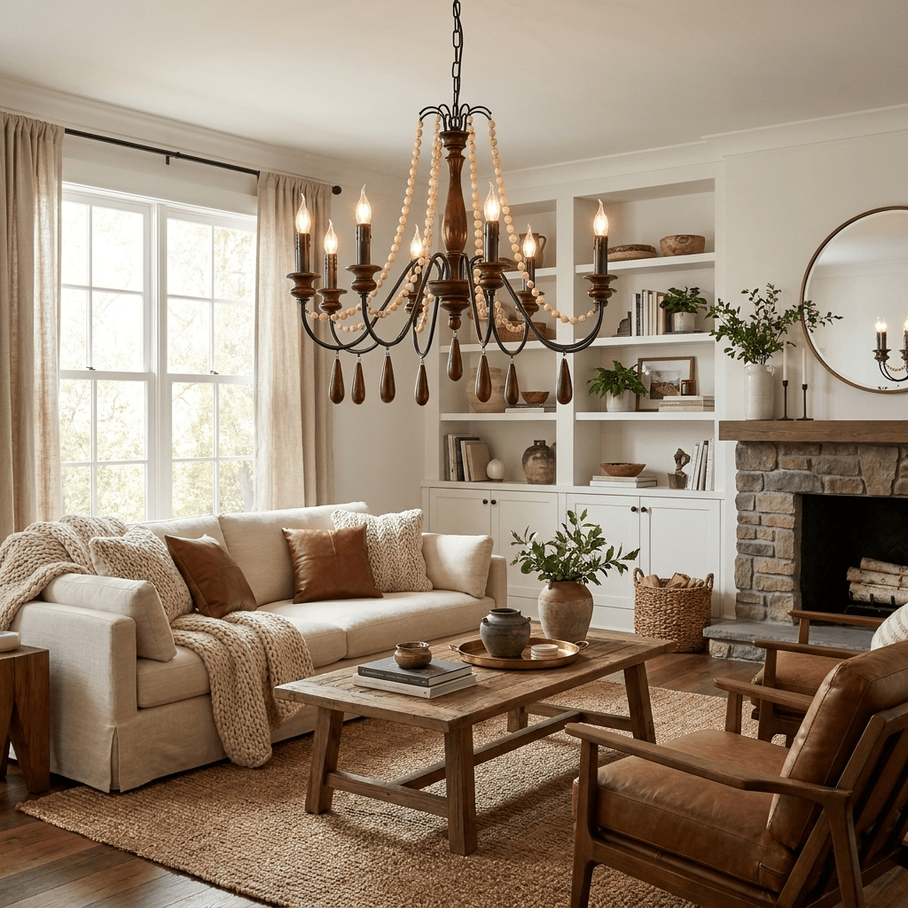 Wood Bead Chandelier — Chandelier | Maison Monashee — view 5