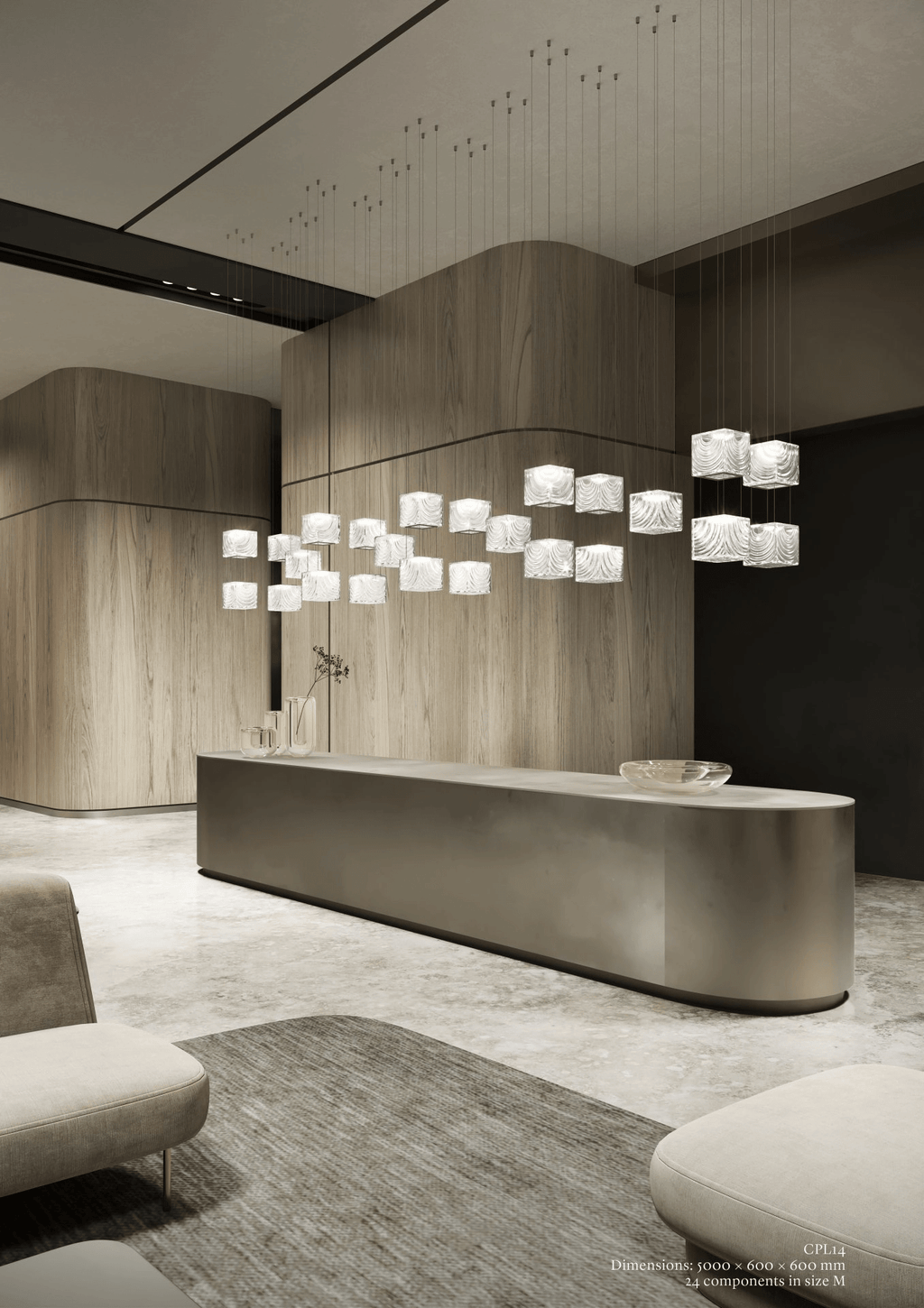 Modern Rectangular Crystal Chandelier — Chandelier | Maison Monashee — view 27