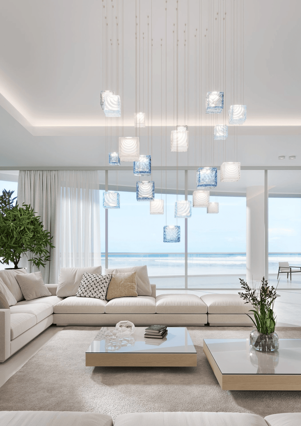 Modern Rectangular Crystal Chandelier — Chandelier | Maison Monashee — view 2