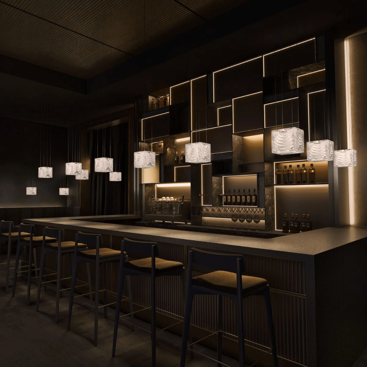 Modern Rectangular Crystal Chandelier — Chandelier | Maison Monashee — view 13