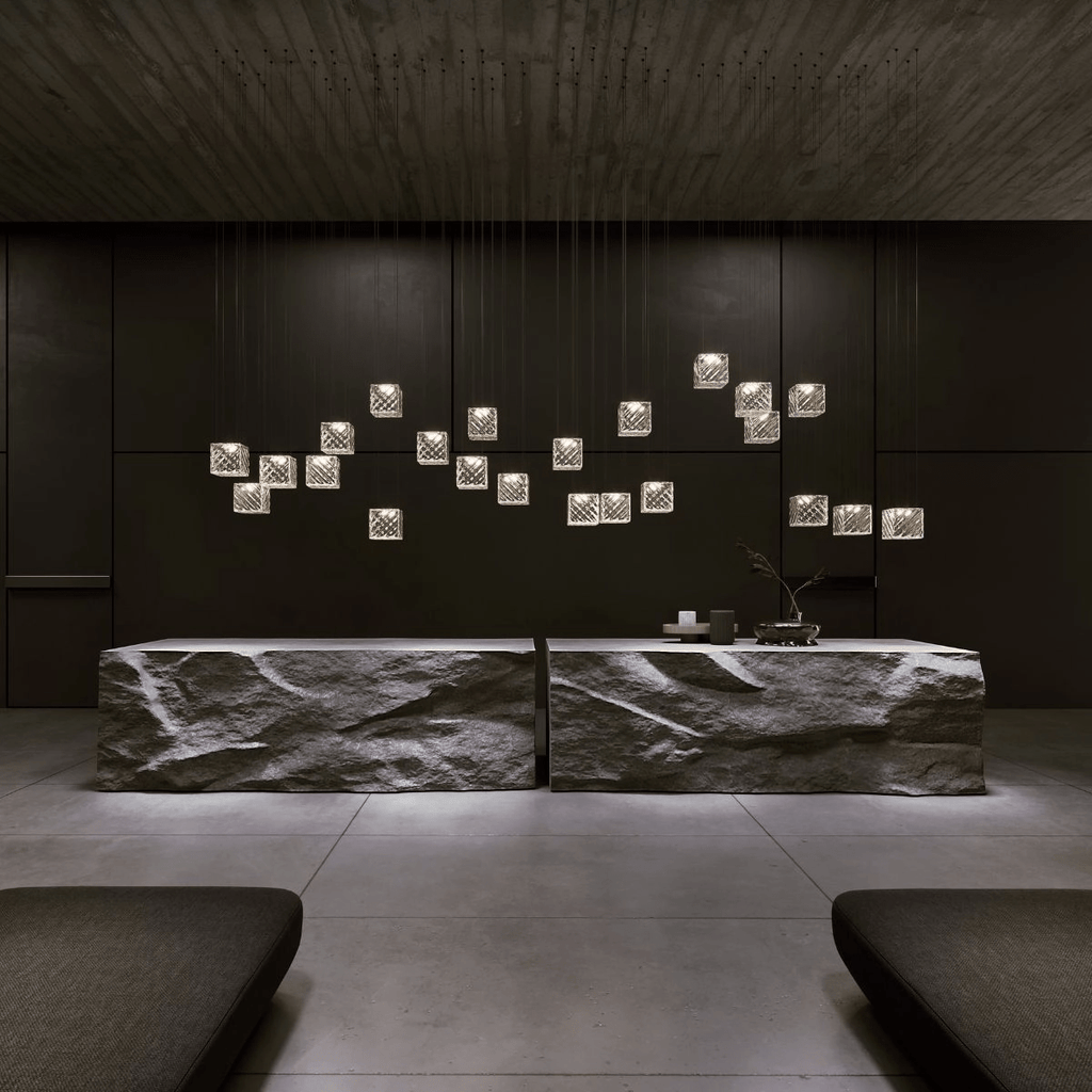 Modern Rectangular Crystal Chandelier — Chandelier | Maison Monashee — view 14