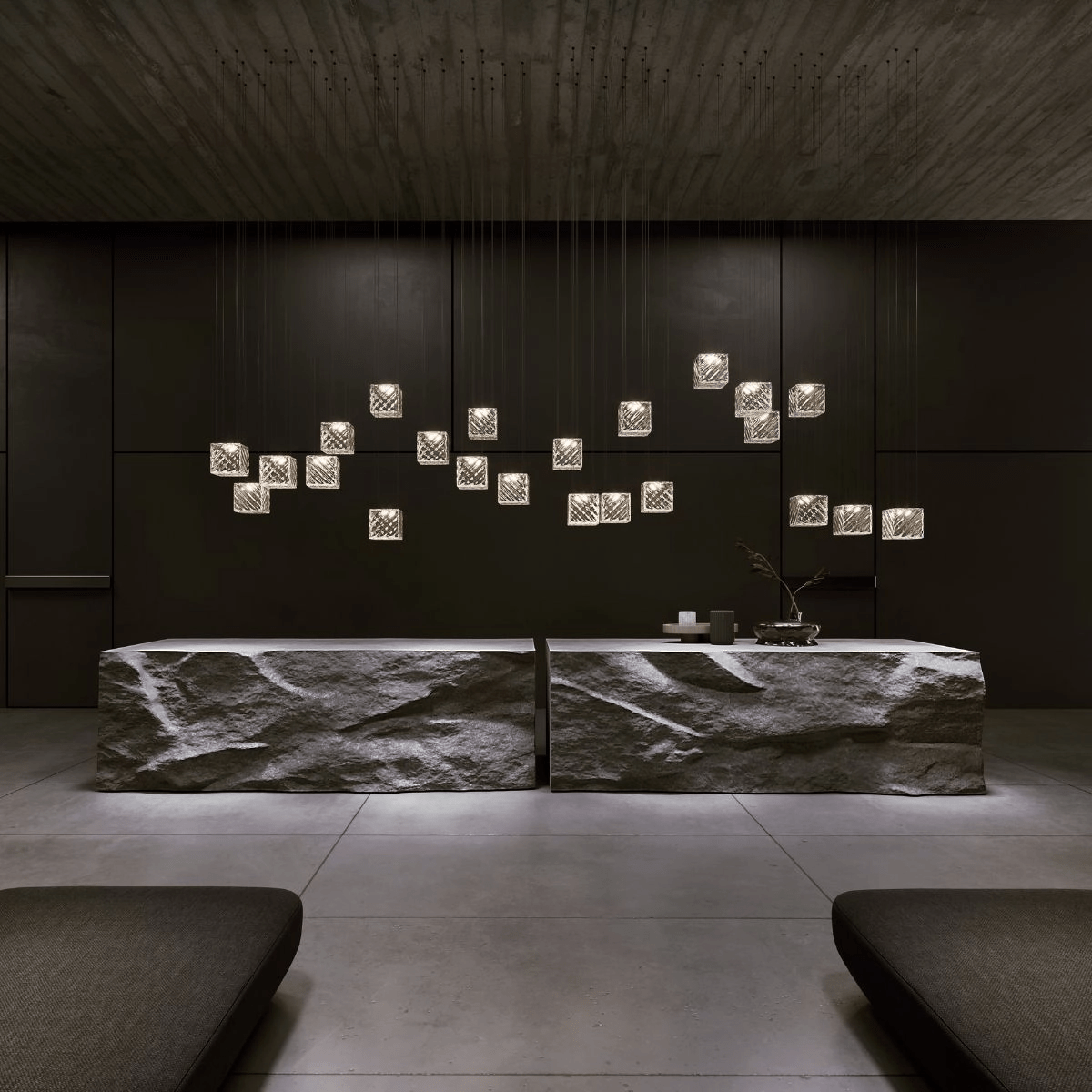 Modern Rectangular Crystal Chandelier — Chandelier | Maison Monashee — view 14