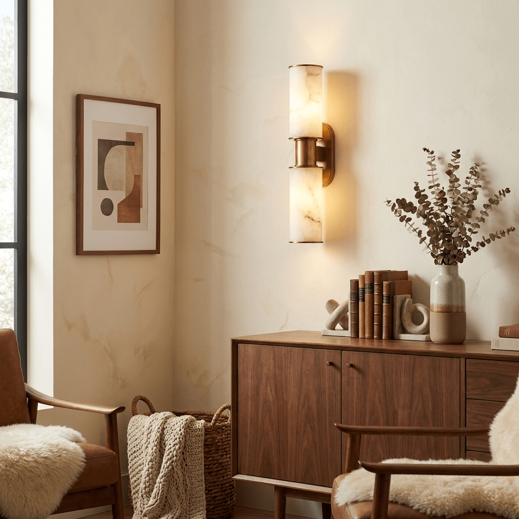 Alabaster Double Tube Sconce — Wall Sconce | Maison Monashee — view 2
