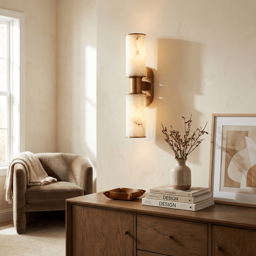 Alabaster Double Tube Sconce — Wall Sconce | Maison Monashee — view 6