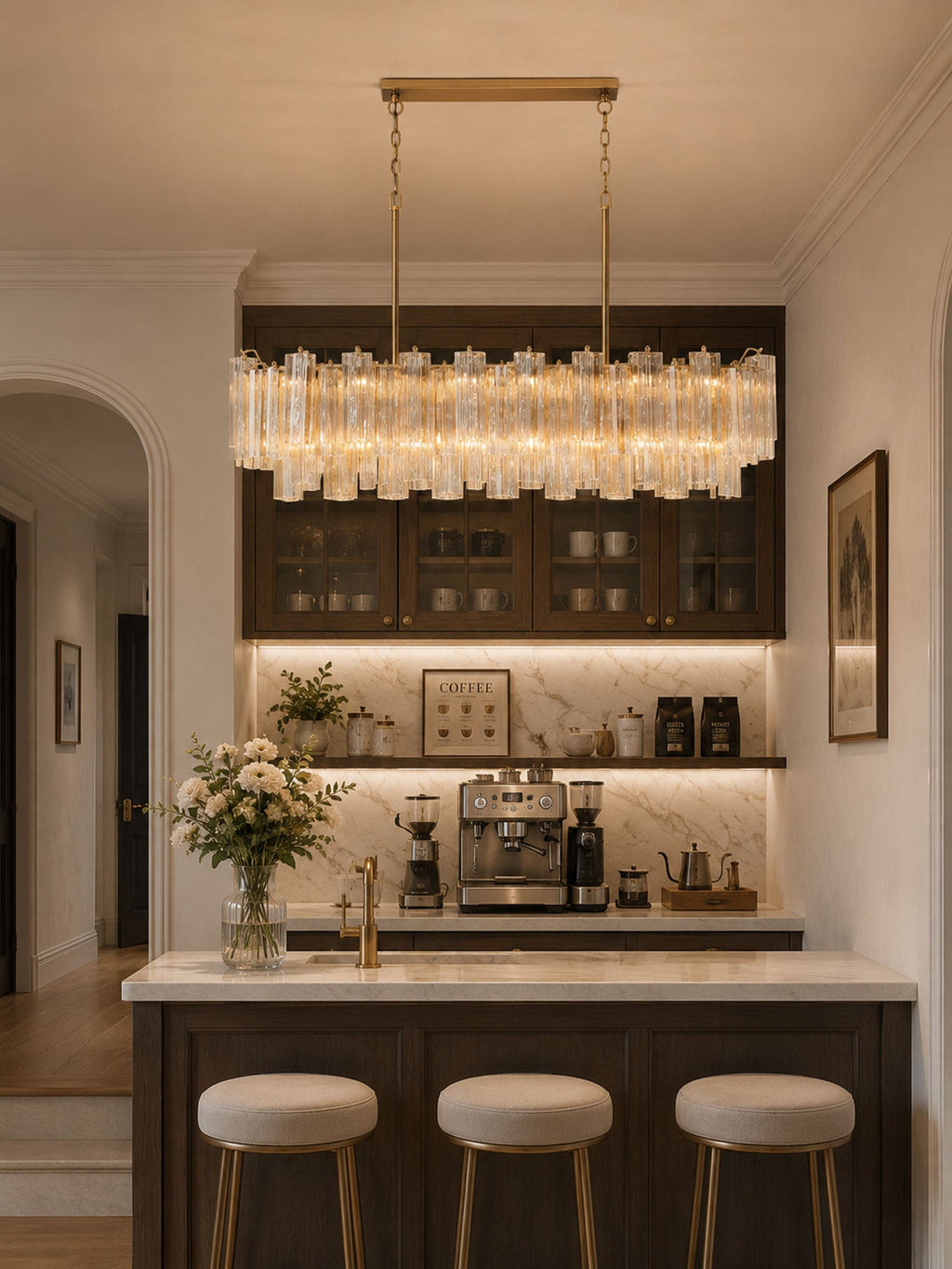 Linear Glass Chandelier — Chandelier | Maison Monashee — view 5