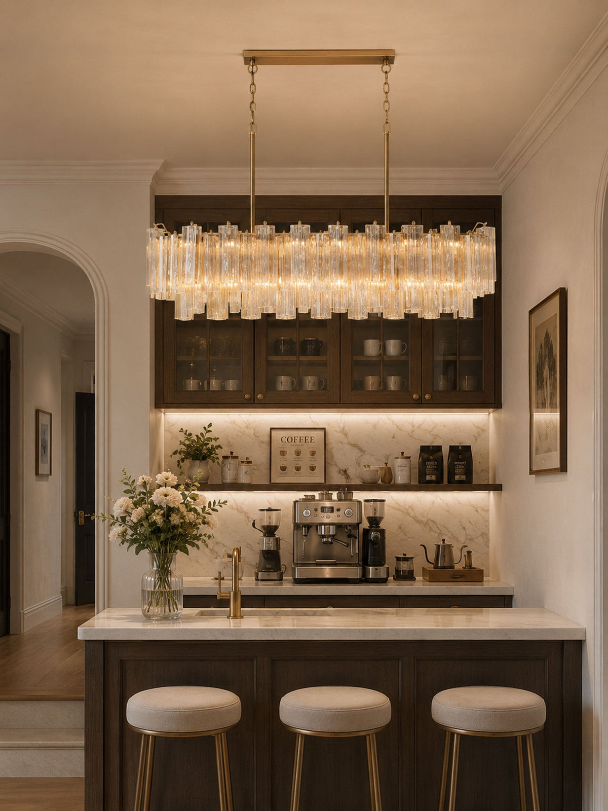 Linear Glass Chandelier — Chandelier | Maison Monashee — view 5