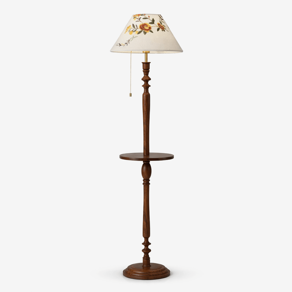 Wood Floor Lamp with Table — Floor Lamp | Maison Monashee