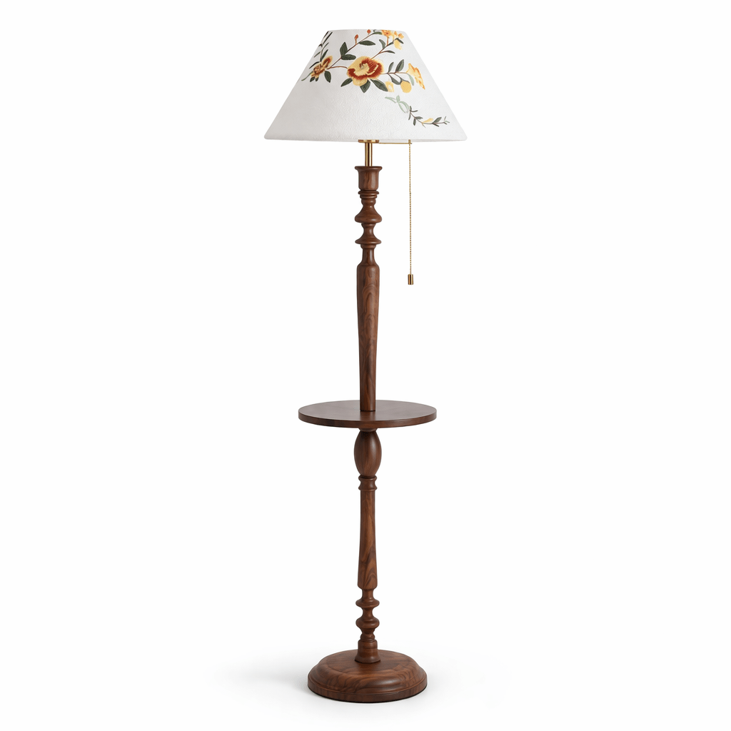 Wood Floor Lamp with Table — Floor Lamp | Maison Monashee — view 8