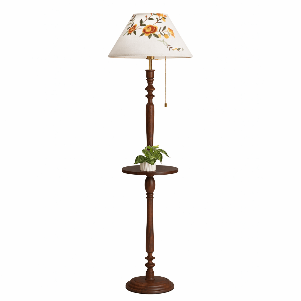 Wood Floor Lamp with Table — Floor Lamp | Maison Monashee — view 7