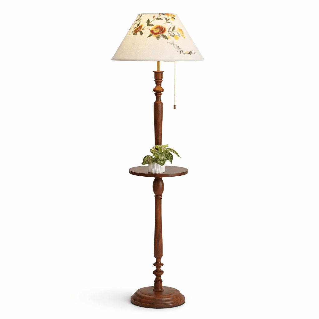 Wood Floor Lamp with Table — Floor Lamp | Maison Monashee — view 6