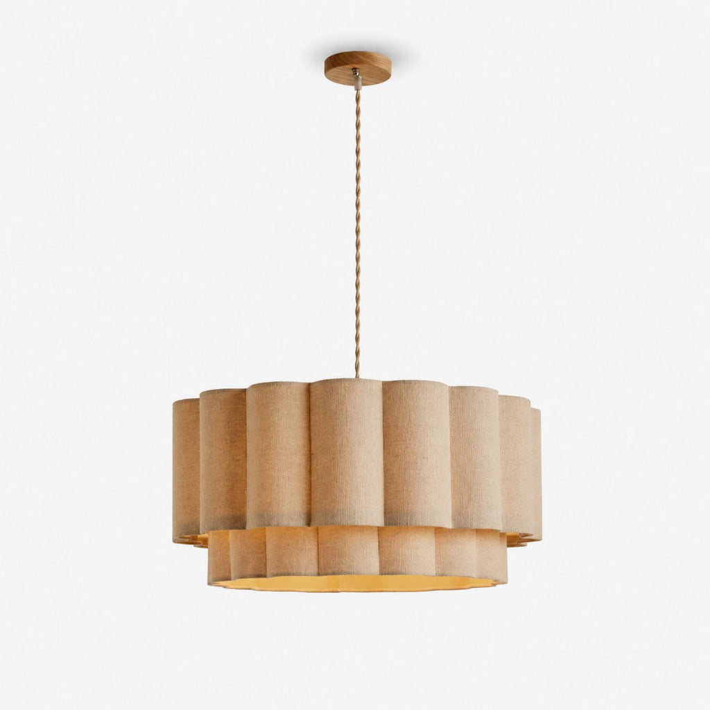 Linen Double Drum Pendant Light — Pendant Light | Maison Monashee — view 11