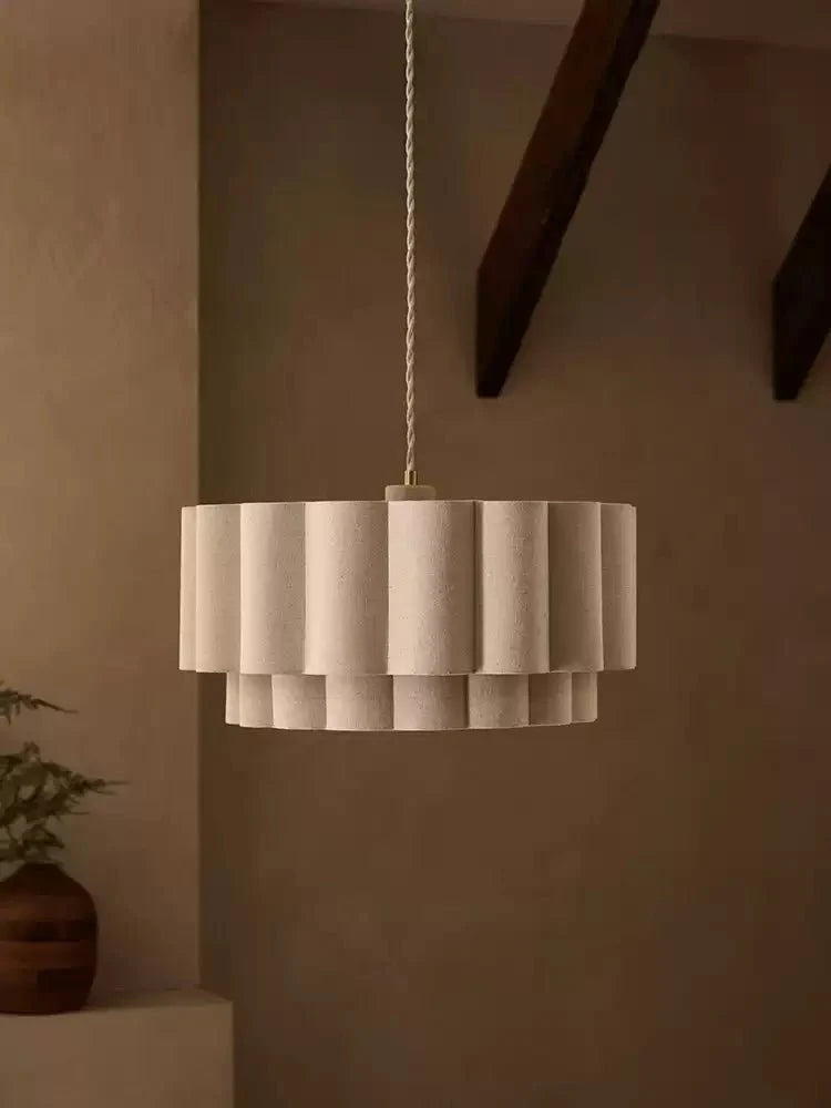 Linen Double Drum Pendant Light — Pendant Light | Maison Monashee — view 9