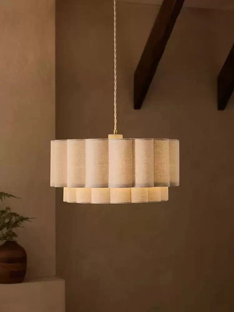 Linen Double Drum Pendant Light — Pendant Light | Maison Monashee — view 10