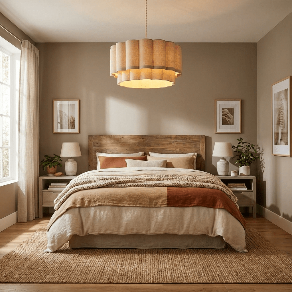 Linen Double Drum Pendant Light — Pendant Light | Maison Monashee — view 7