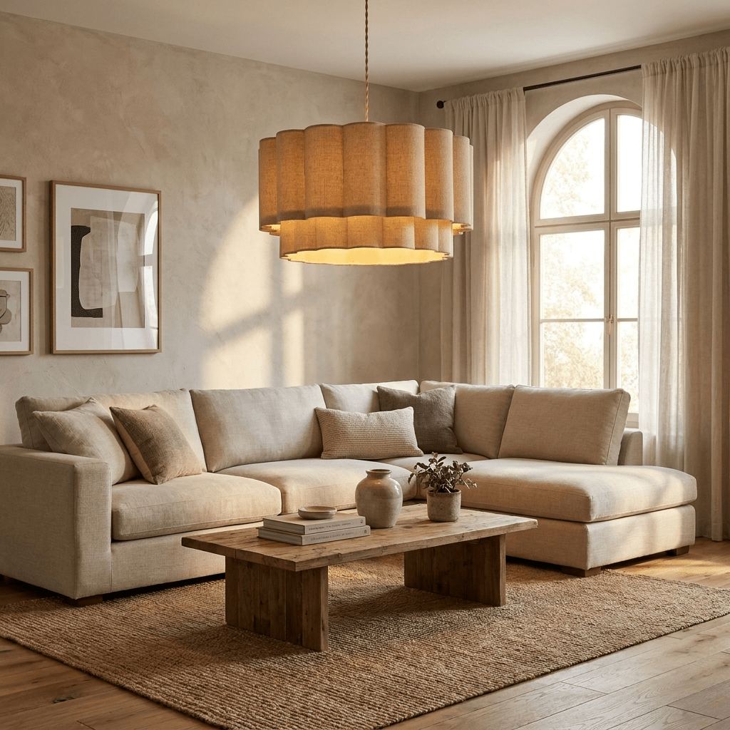 Linen Double Drum Pendant Light — Pendant Light | Maison Monashee — view 6