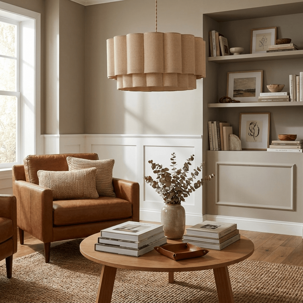 Linen Double Drum Pendant Light — Pendant Light | Maison Monashee — view 5