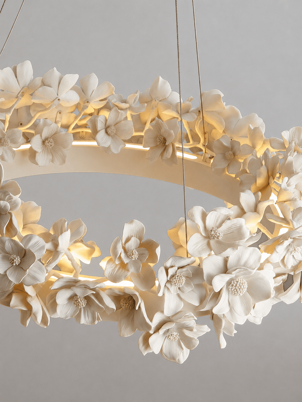 White Floral Chandelier — Chandelier | Maison Monashee — view 14