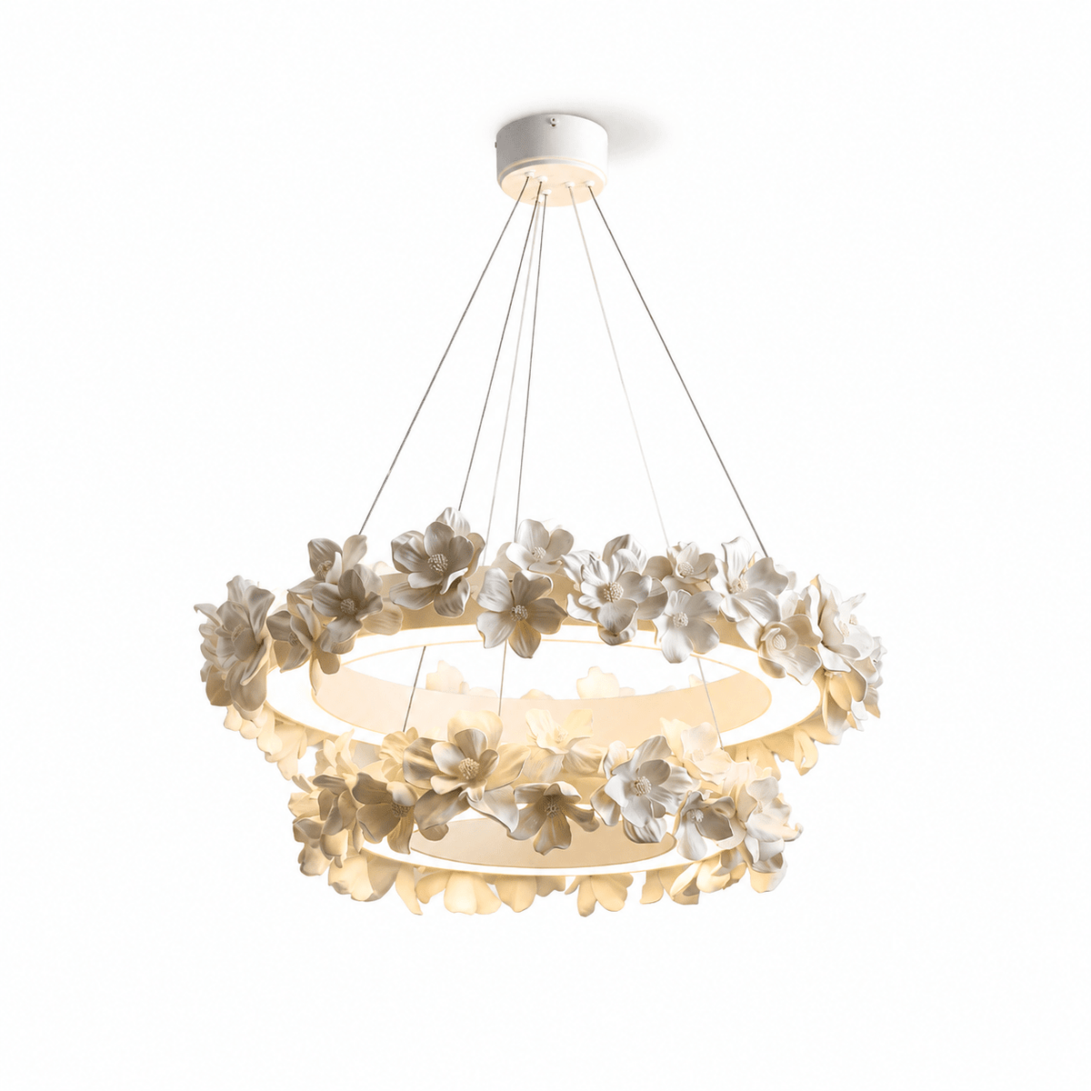 White Floral Chandelier — Chandelier | Maison Monashee — view 9
