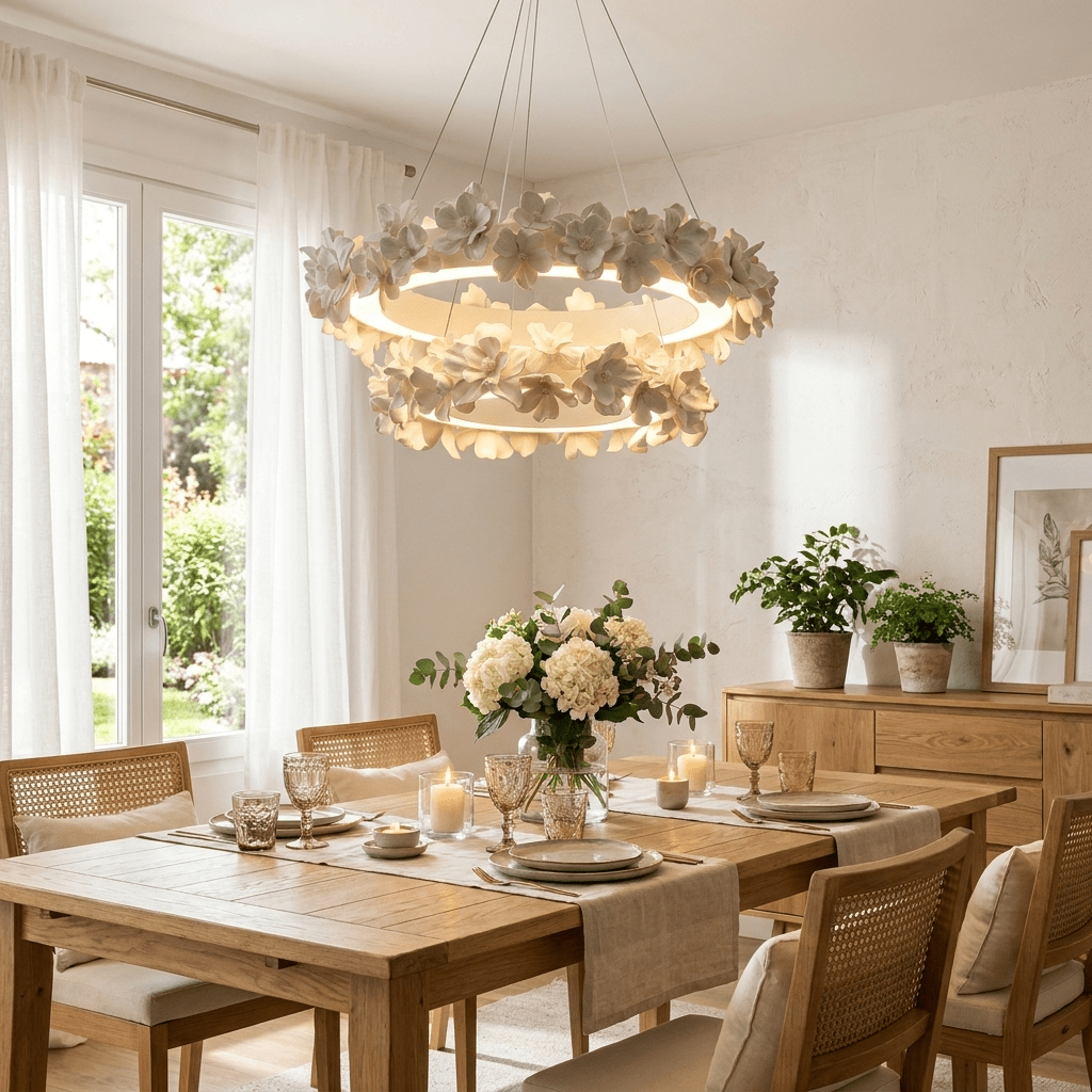 White Floral Chandelier — Chandelier | Maison Monashee — view 8