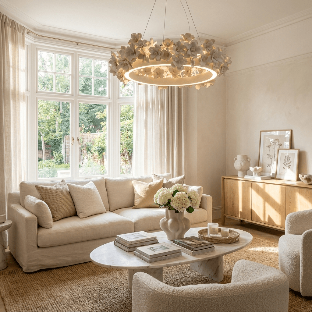 White Floral Chandelier — Chandelier | Maison Monashee — view 6