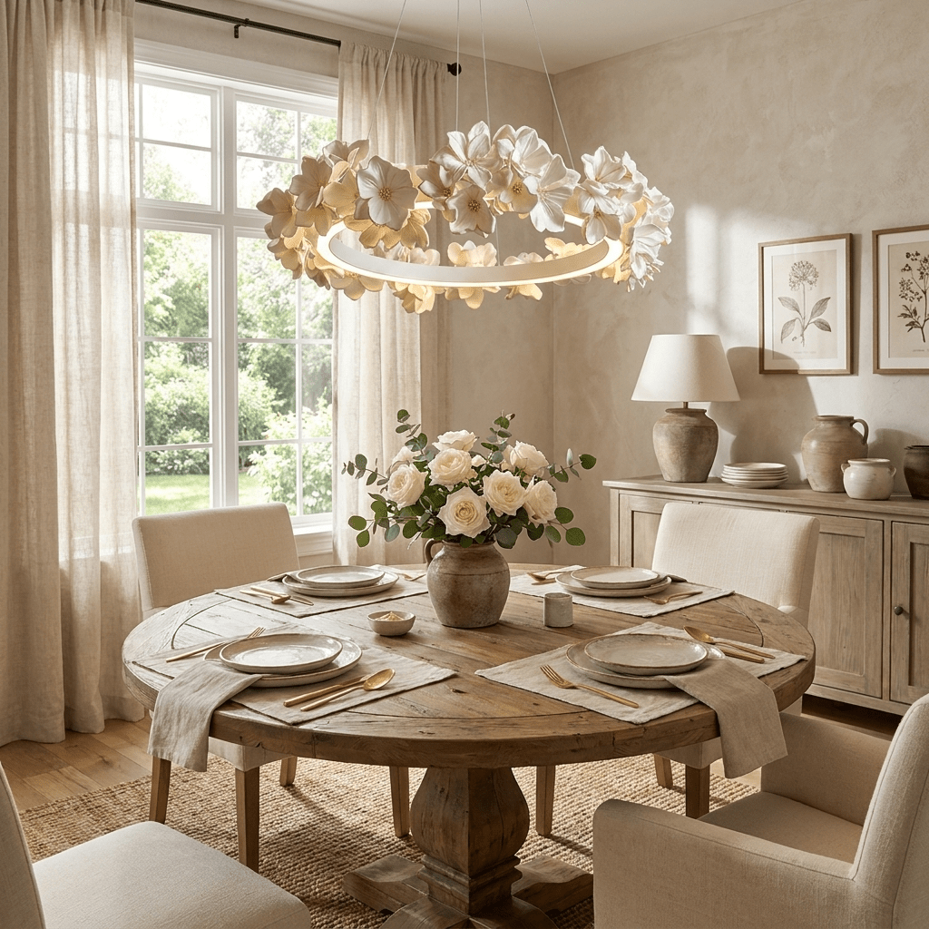 White Floral Chandelier — Chandelier | Maison Monashee — view 7