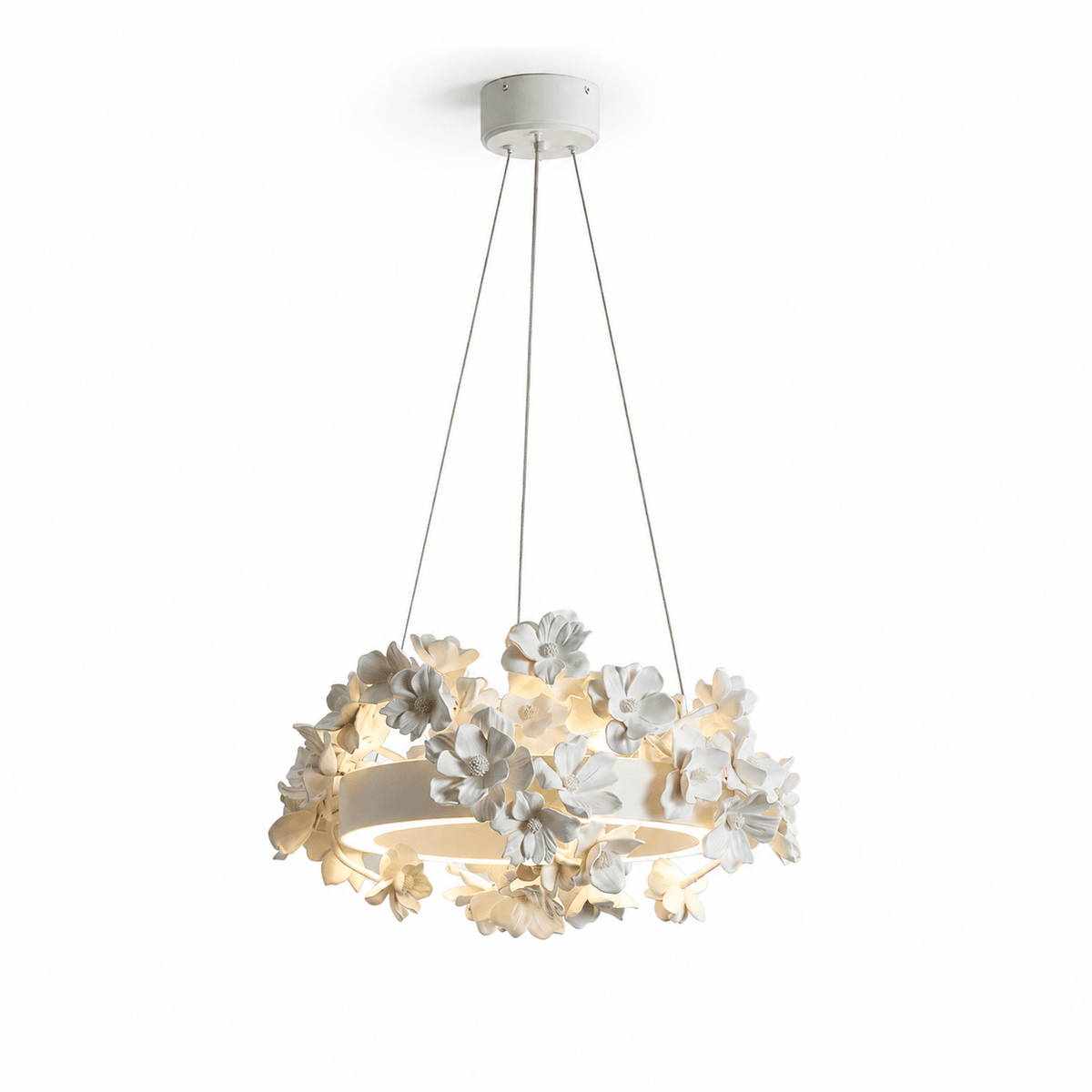 White Floral Chandelier — Chandelier | Maison Monashee — view 25