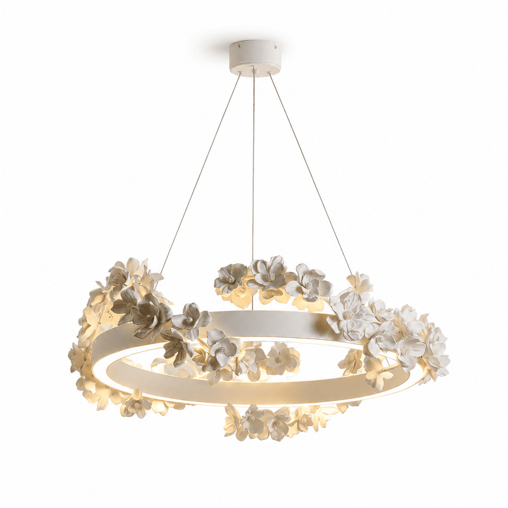 White Floral Chandelier — Chandelier | Maison Monashee — view 26