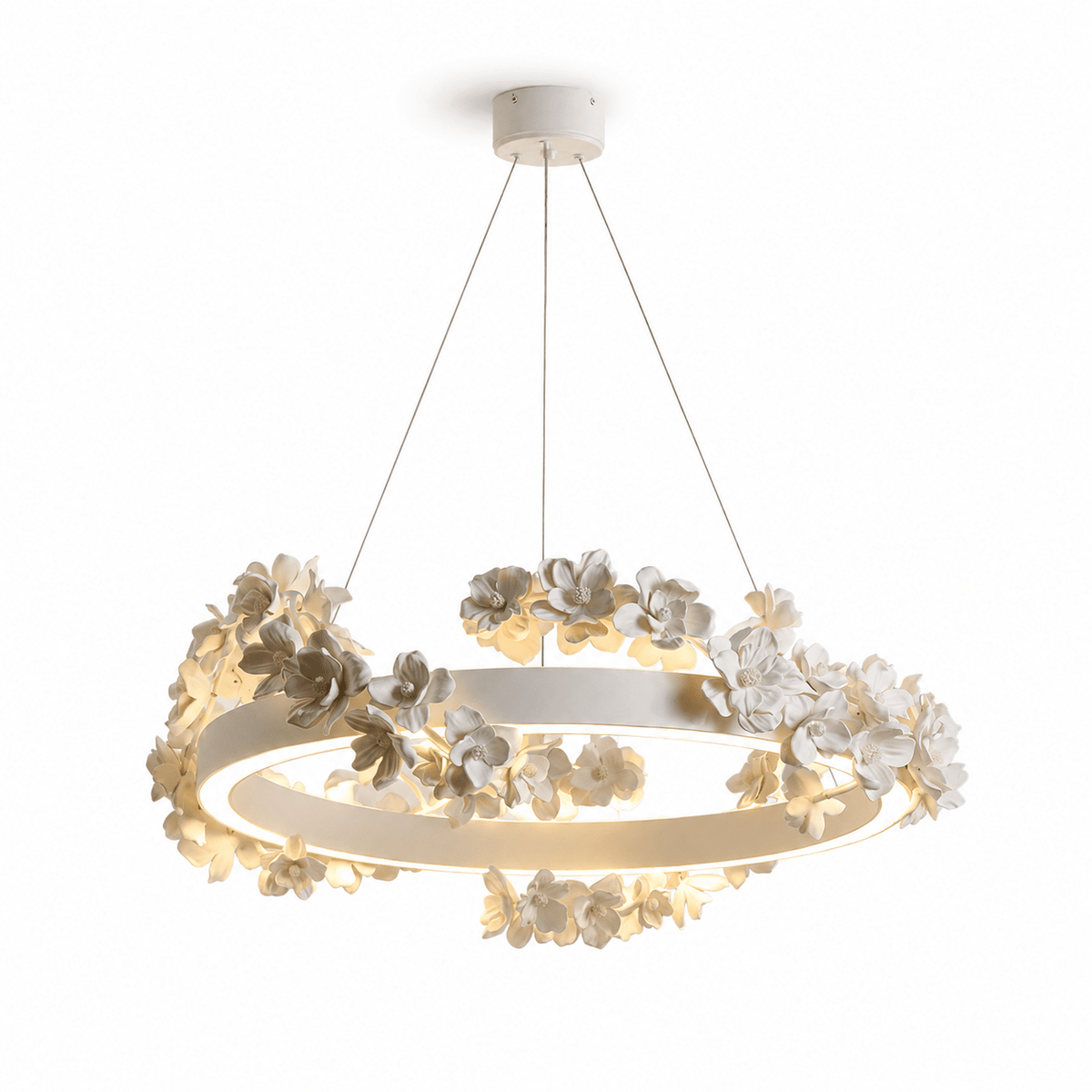 White Floral Chandelier — Chandelier | Maison Monashee — view 26
