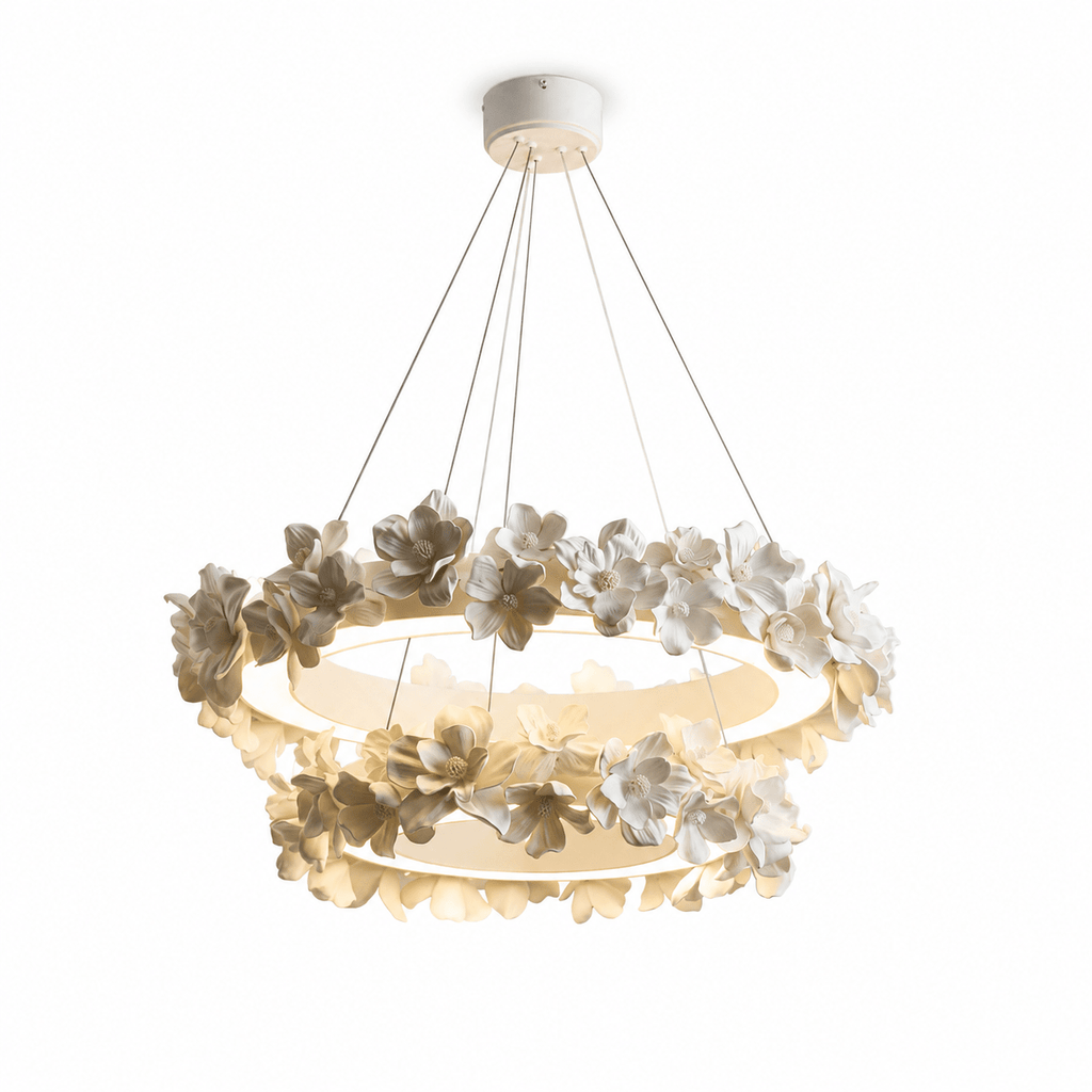 White Floral Chandelier — Chandelier | Maison Monashee — view 27