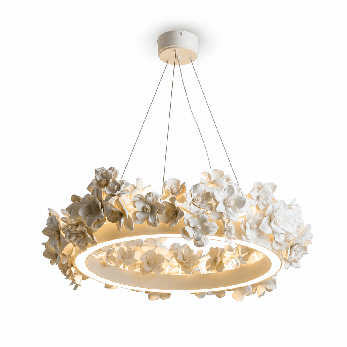 White Floral Chandelier — Chandelier | Maison Monashee — view 24