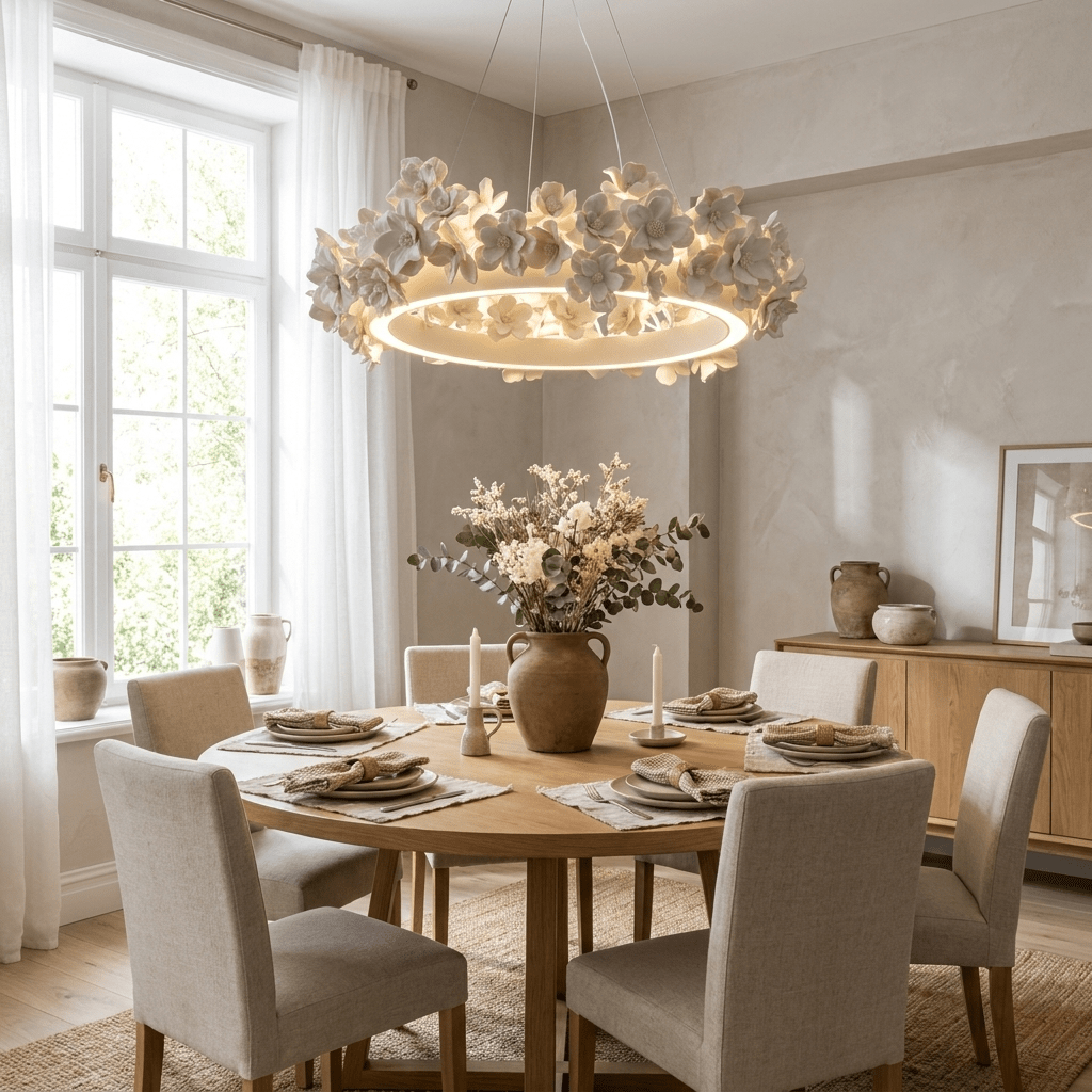 White Floral Chandelier — Chandelier | Maison Monashee — view 5