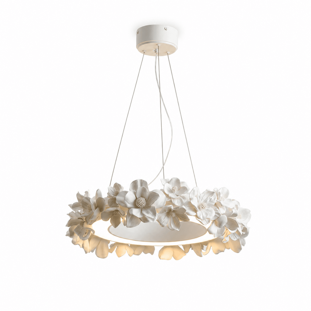 White Floral Chandelier — Chandelier | Maison Monashee — view 23
