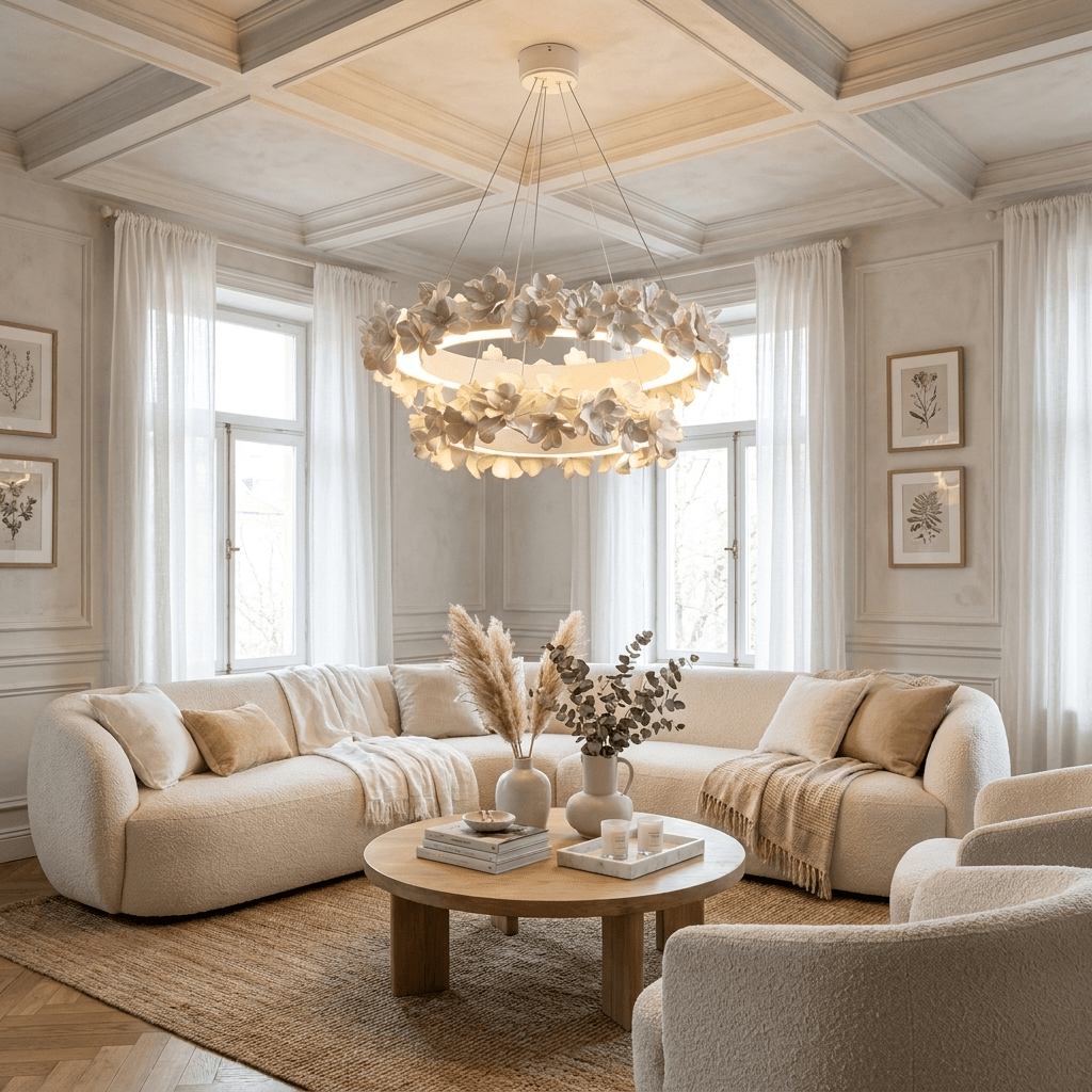 White Floral Chandelier — Chandelier | Maison Monashee — view 4