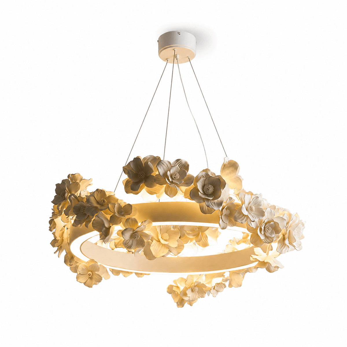White Floral Chandelier — Chandelier | Maison Monashee — view 22