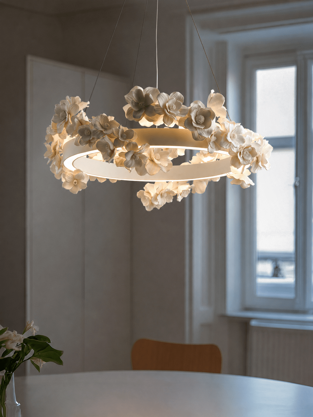 White Floral Chandelier — Chandelier | Maison Monashee — view 18