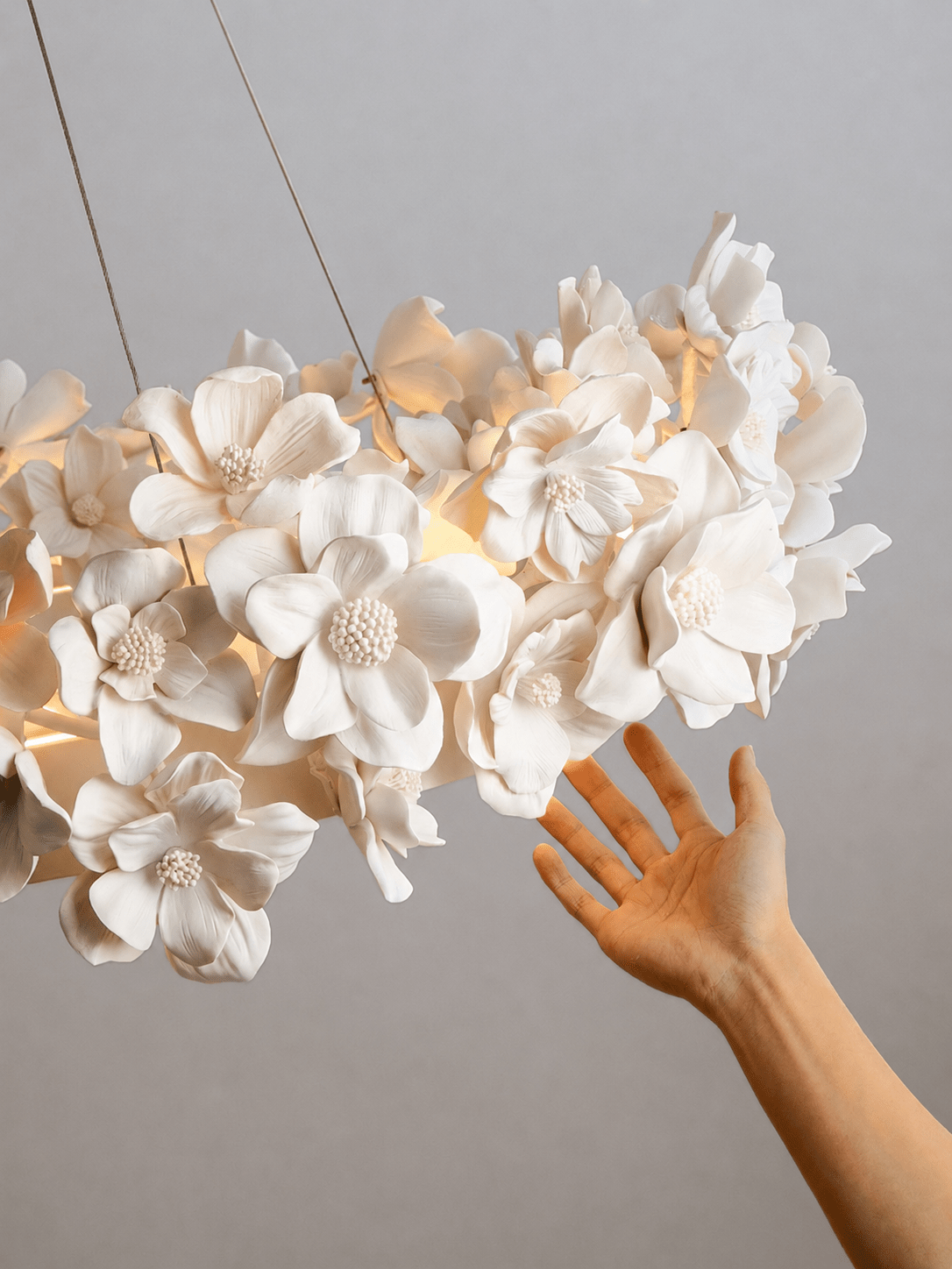 White Floral Chandelier — Chandelier | Maison Monashee — view 16
