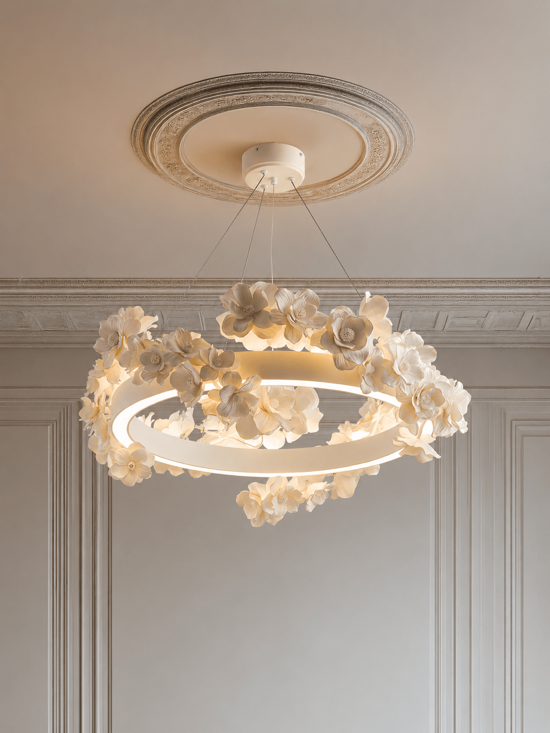 White Floral Chandelier — Chandelier | Maison Monashee — view 17