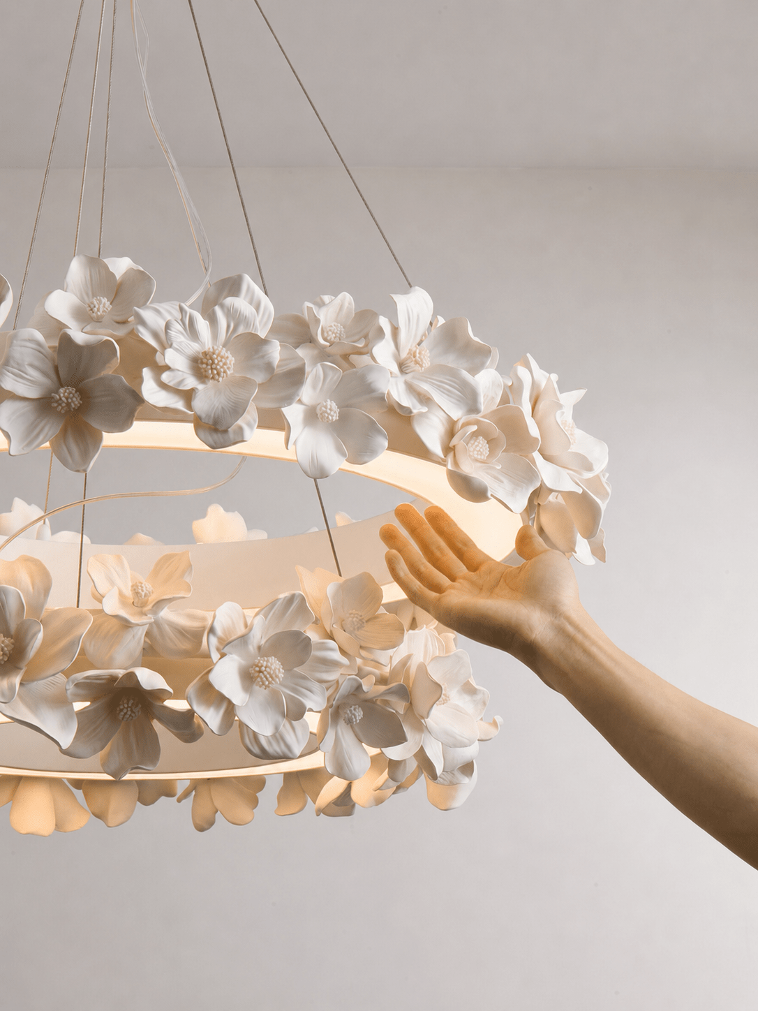 White Floral Chandelier — Chandelier | Maison Monashee — view 13