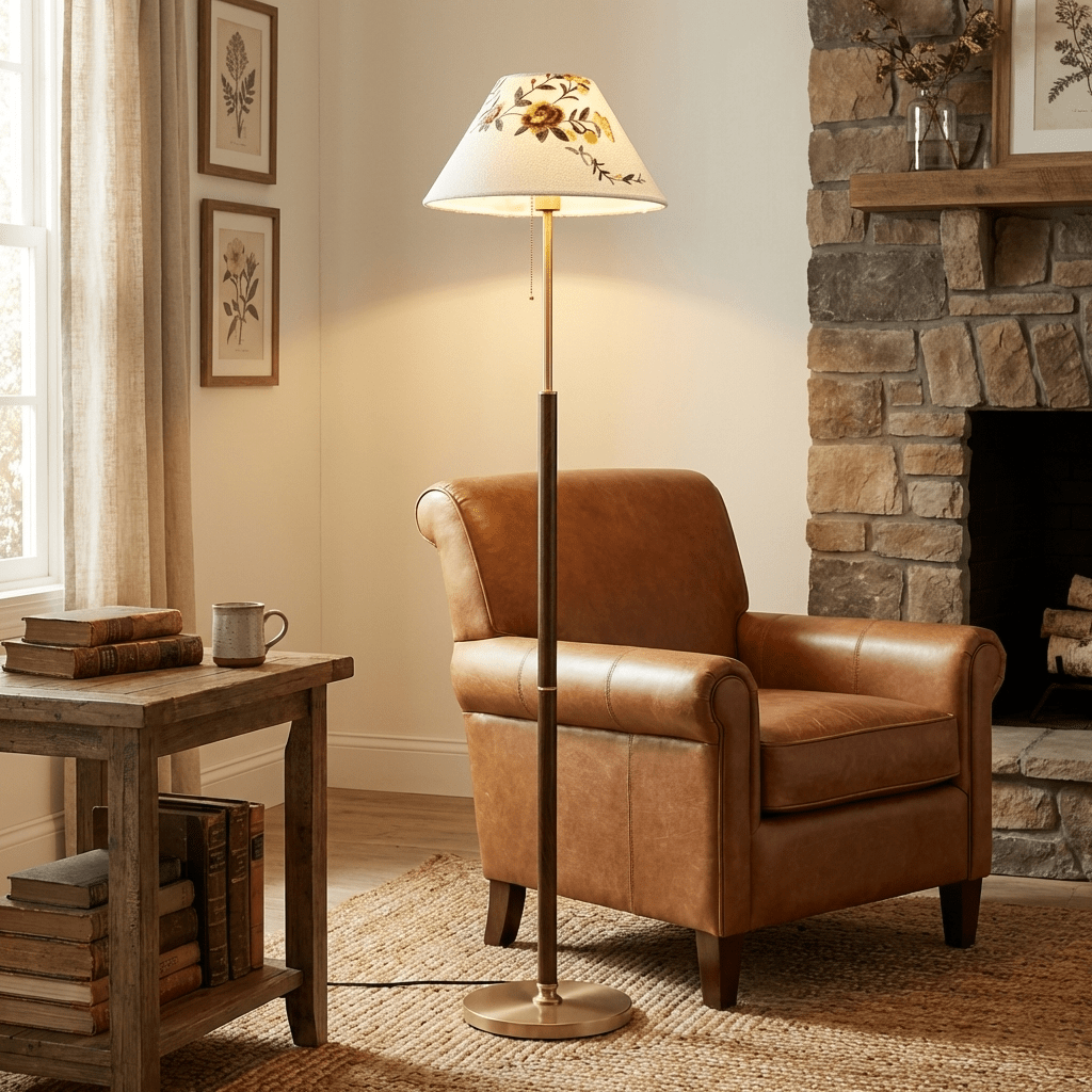 Gold Floral Floor Lamp — Floor Lamp | Maison Monashee — view 4