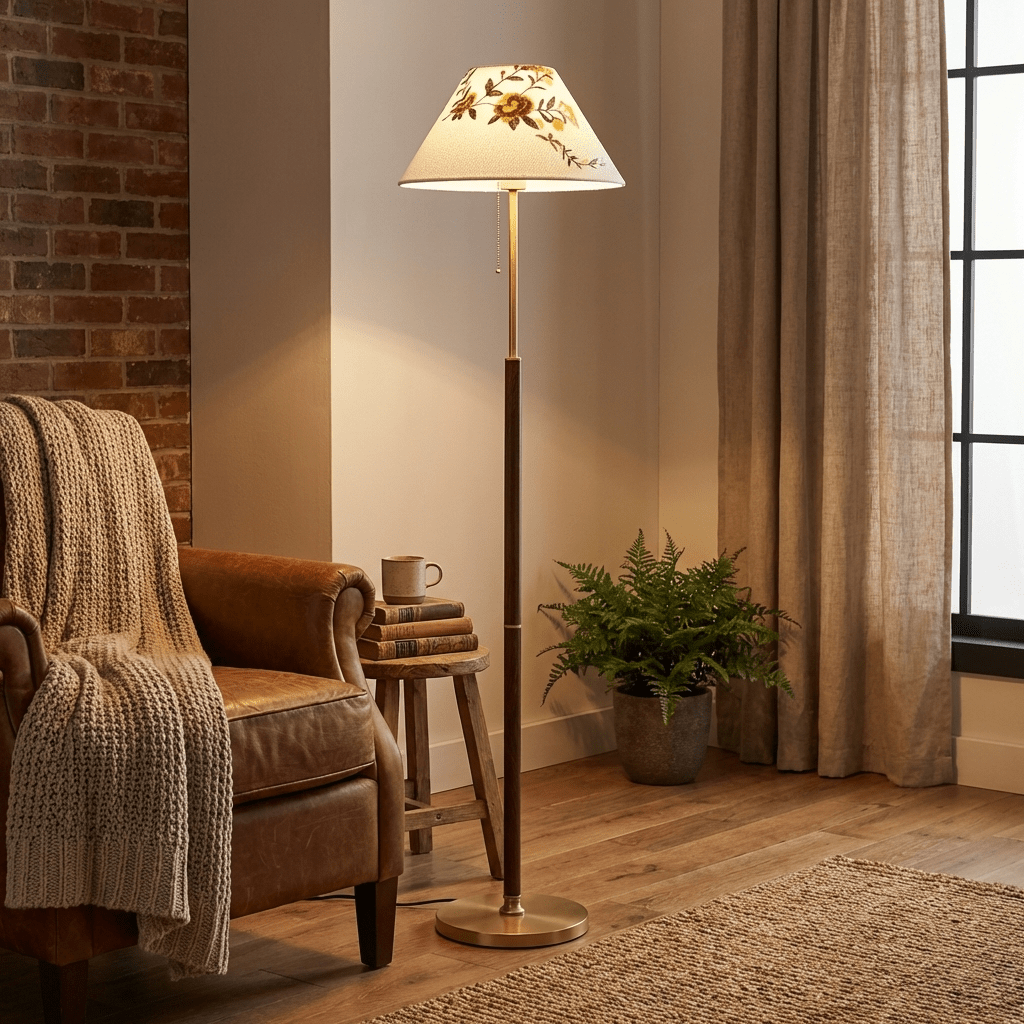 Gold Floral Floor Lamp — Floor Lamp | Maison Monashee — view 5