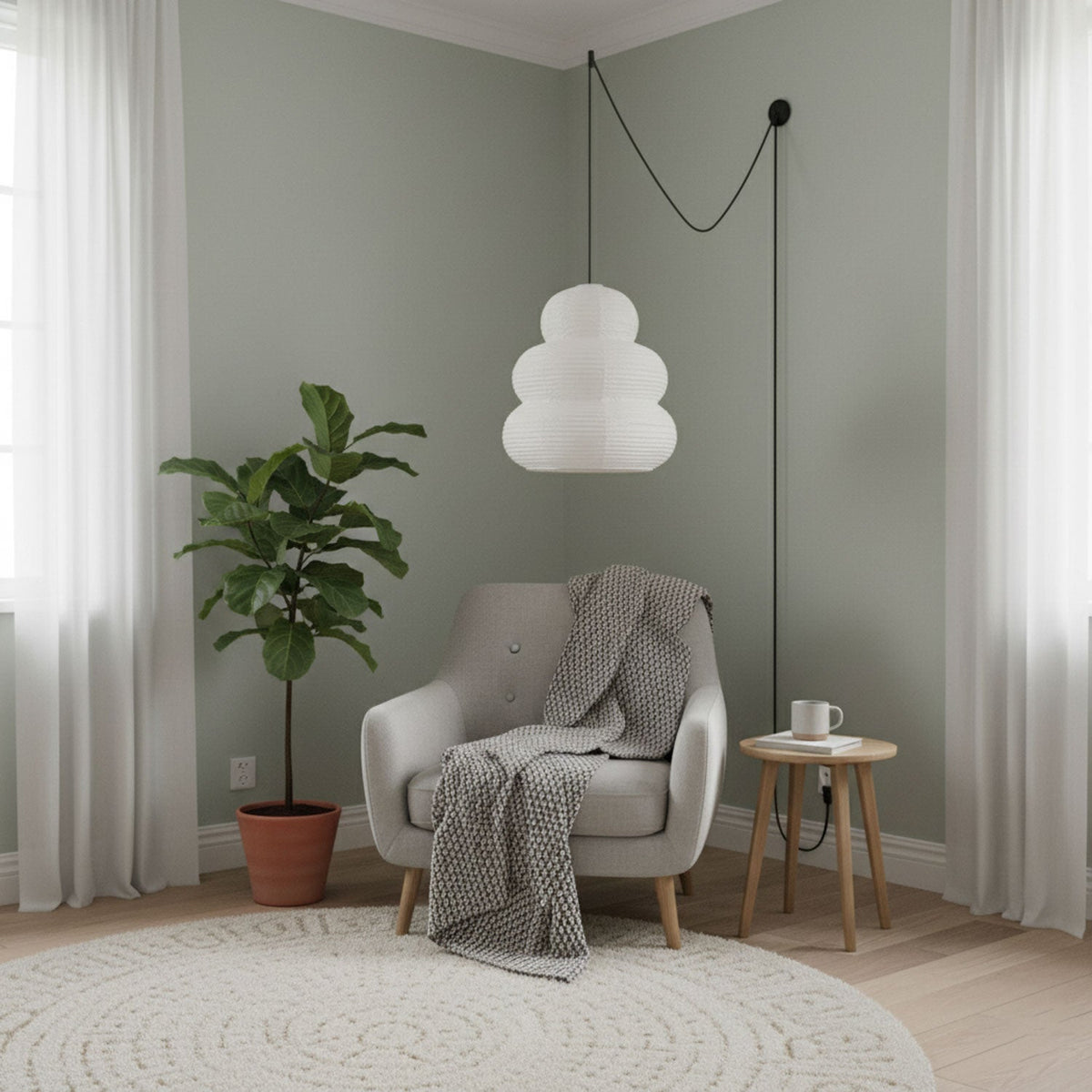Oval Paper Pendant Light — Pendant Light | Maison Monashee — view 11