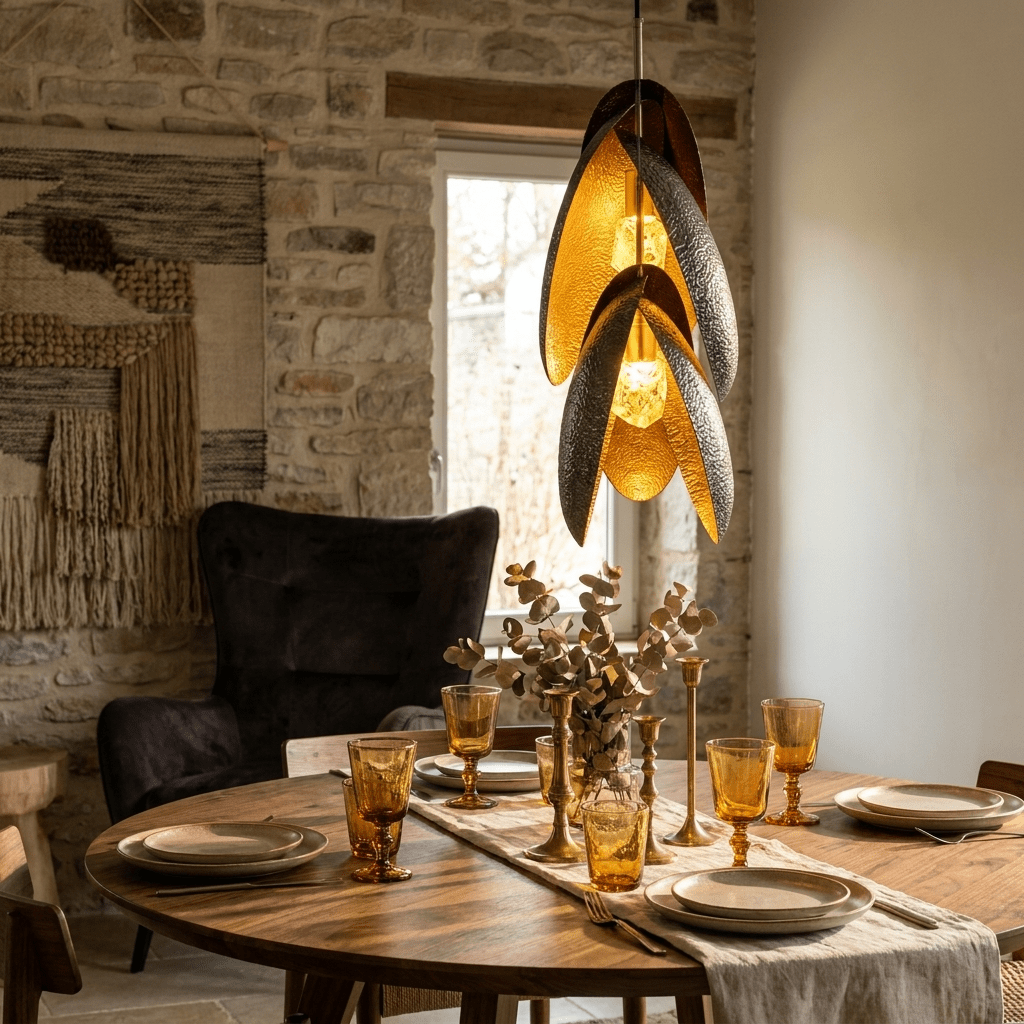 Hammered Metal Pendant Light — Pendant Light | Maison Monashee — view 9
