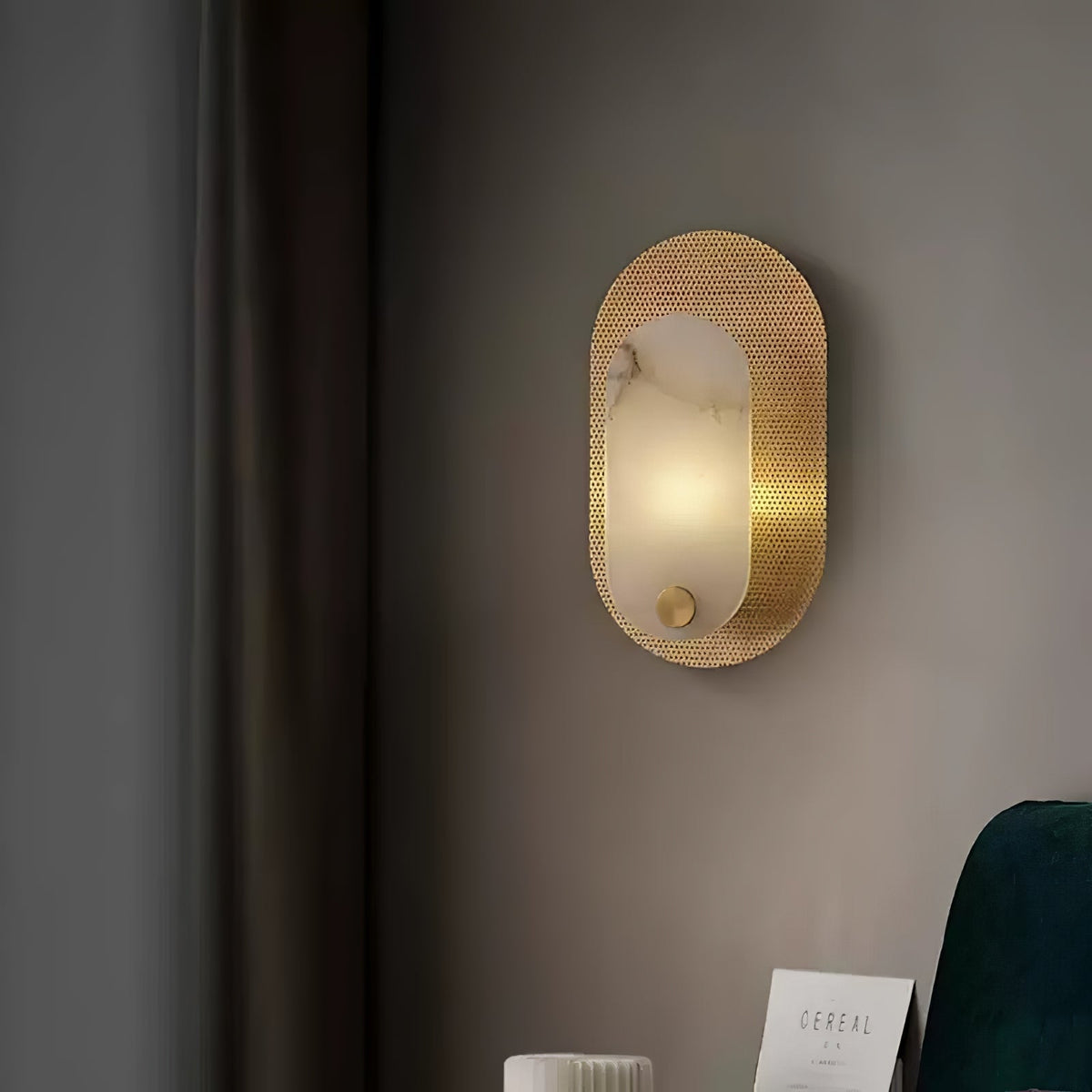 Brass Alabaster Sconce — Wall Sconce | Maison Monashee — view 4
