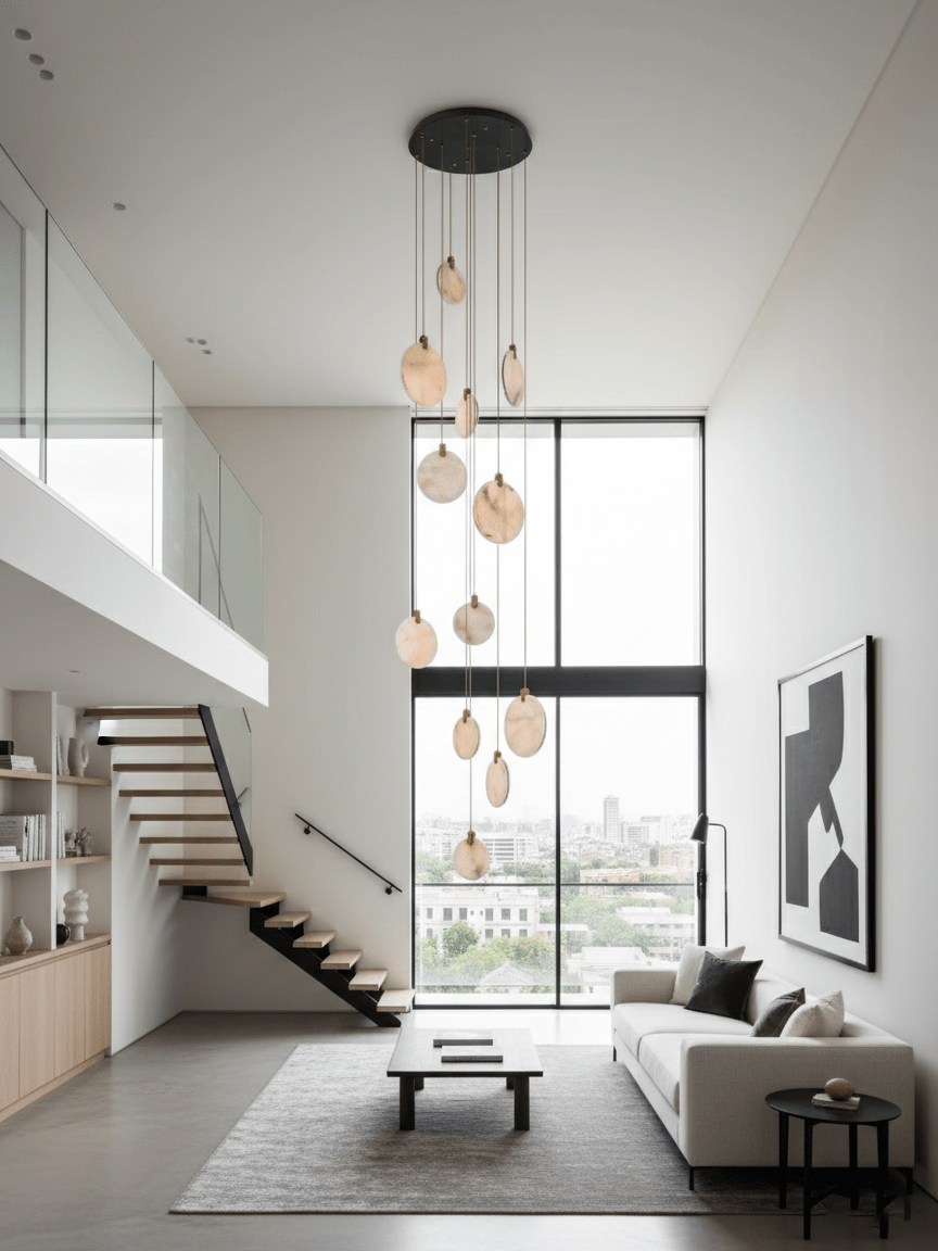Alabaster Hanging Light Fixture — Pendant Light | Maison Monashee — view 27