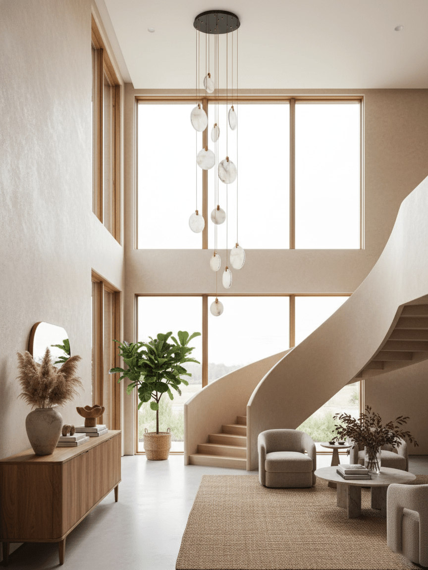 Alabaster Hanging Light Fixture — Pendant Light | Maison Monashee — view 23