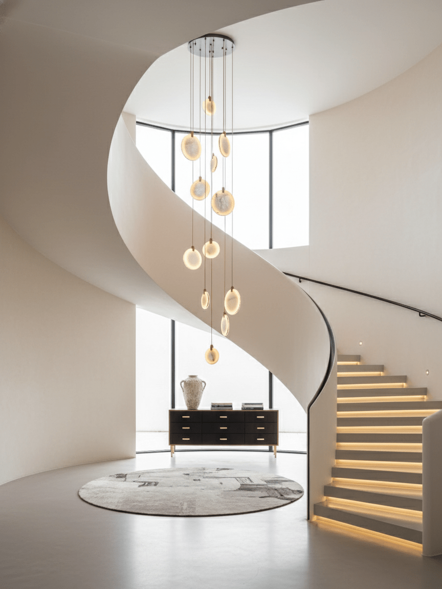Alabaster Hanging Light Fixture — Pendant Light | Maison Monashee — view 24