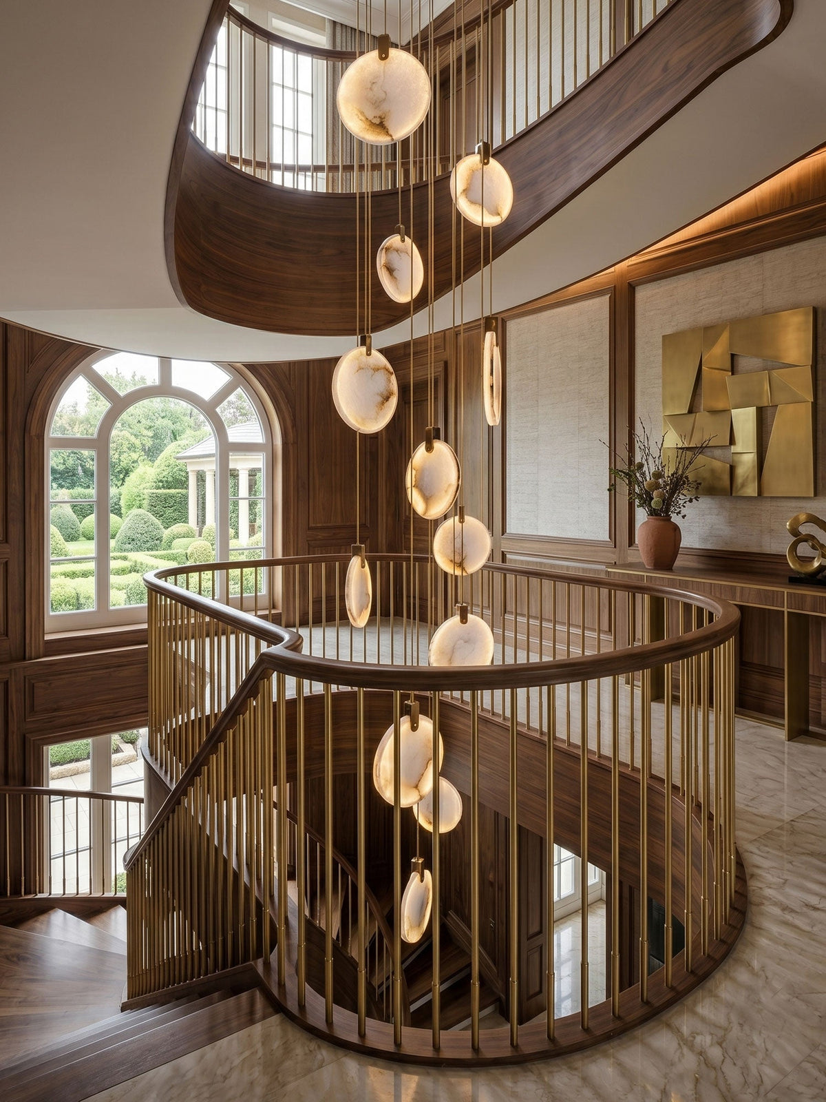 Alabaster Hanging Light Fixture — Pendant Light | Maison Monashee — view 3