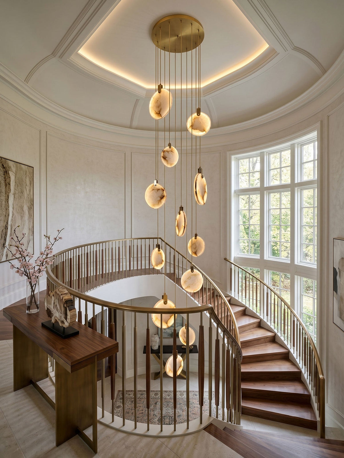 Alabaster Hanging Light Fixture — Pendant Light | Maison Monashee — view 6